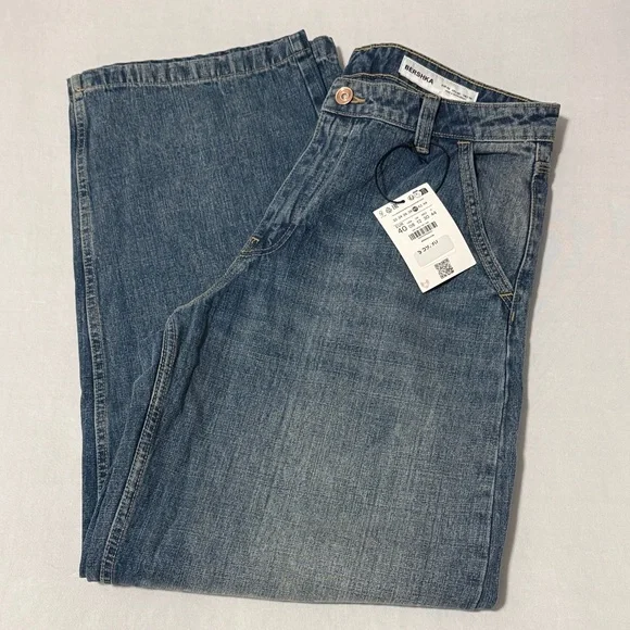 Bershka Baggy Balloon Fit High Rise Jeans Size 8 Tall NWT Barrel Leg - Picture 3 of 13